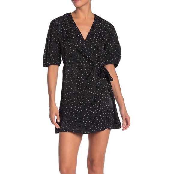 Lumiere Dresses & Skirts - LUMIERE Polka Dot Satin Wrap Dress (Nordstrom)